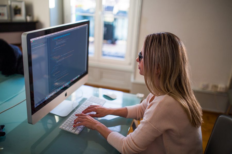 Empty nest woman working on computer